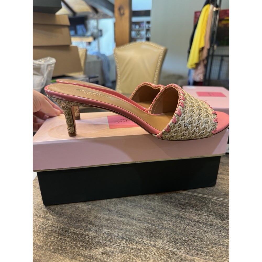 KATE SPADE NEW YORK Raffia Heeled Sandals Size 9.5‎ - Picture 5 of 11